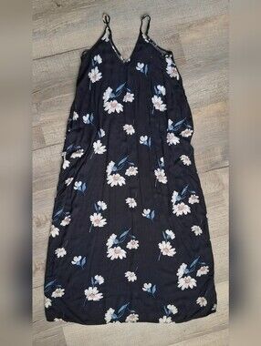 Lulus Black Daisy Floral Slip Dress S/M Cottagecore Boho Cami Dress